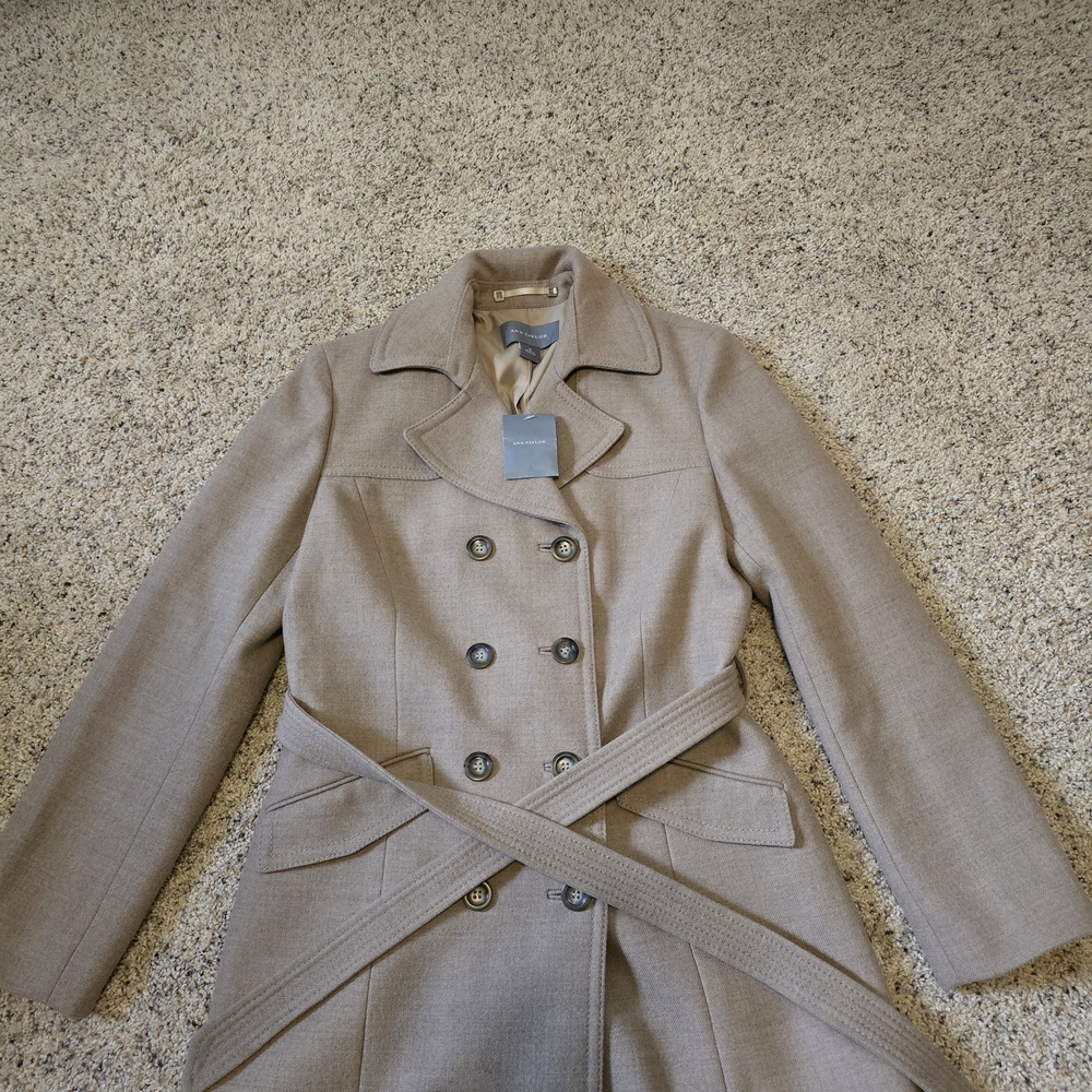 Women's Tan Double-Breasted Coat